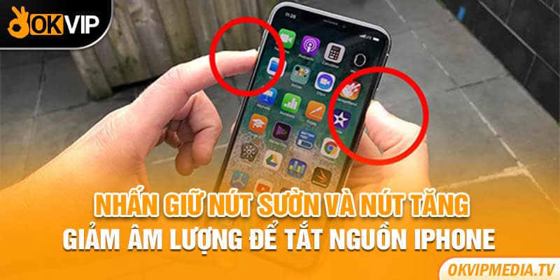 Nhấn giữ nút sườn và nút tăng, giảm âm lượng để tắt nguồn iPhone